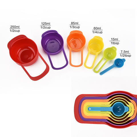 Measuring Spoon Set, 6 Pcs - Durable, Multi-colored Plastic
