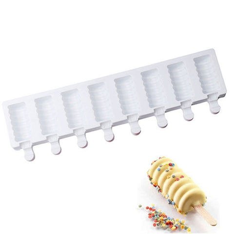 Silicone Ice Cream Zigzag Mold 50 Wooden Sticks, Quick Release