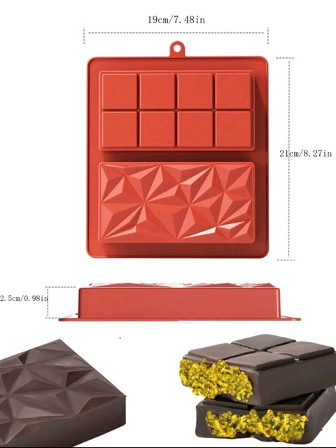 1pc Large Chocolate Bar Mold Deep Dubai,Silicone Thick Chocolate Bar Molds