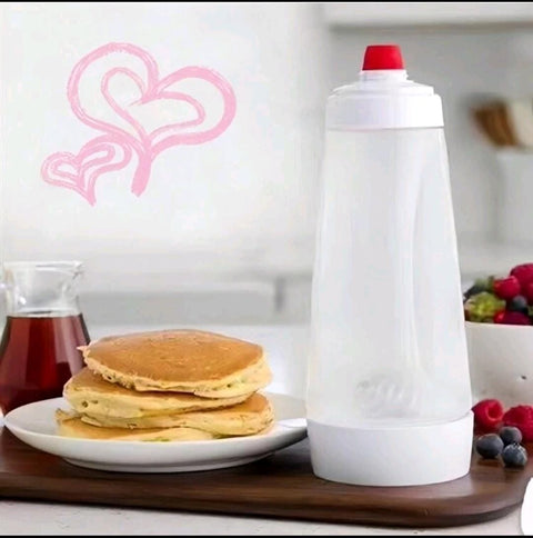Manual Pancake Batter Mixer Bottle - Scale-Printed Cream Dispenser