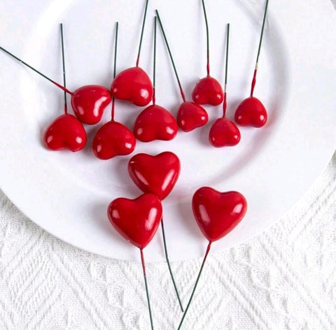 20pcs Heart-Shaped Cake Toppers for Wedding & Valentine's