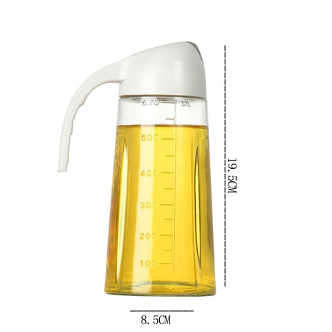 Glass Oil Bottle Dispenser Pot Leakproof with Measuring Scale
