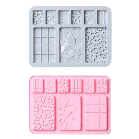 Chocolate Butter Silicone Mold for Candy Bar & Patisserie, Heart Broken Fondant Design