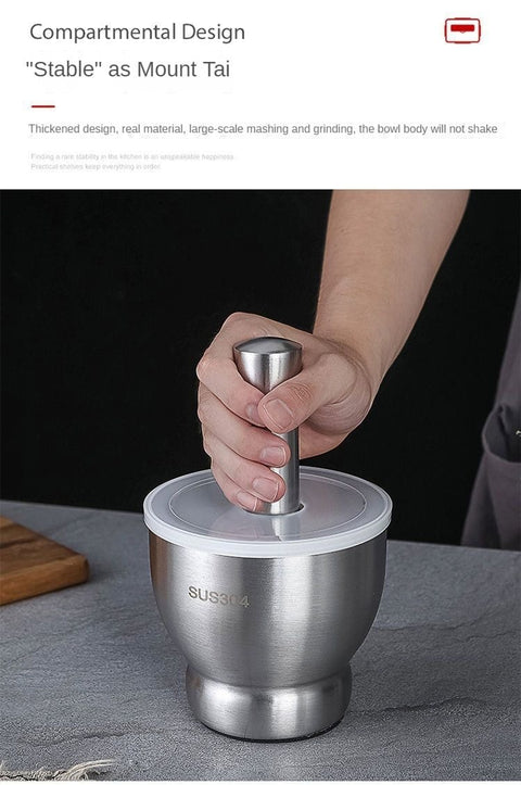 Stainless Steel Mortar and Pestle Set with Lid