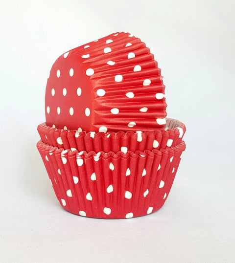 CupCake Disposable Paper Red With White Dots 100PCS