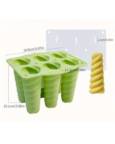 Six-Hole Spiral Silicone Ice Cream Mold for Home-Made Popsicles