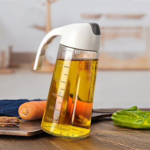 Glass Oil Bottle Dispenser Pot Leakproof with Measuring Scale