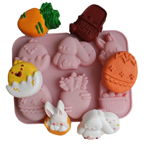 Easter Silicone Mould - 6 Cavity Rabbit Easter Egg Silicone Molds