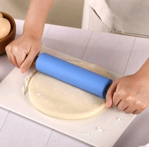 Silicone Rolling Pin Non-stick Dough Roller with Wooden Handle