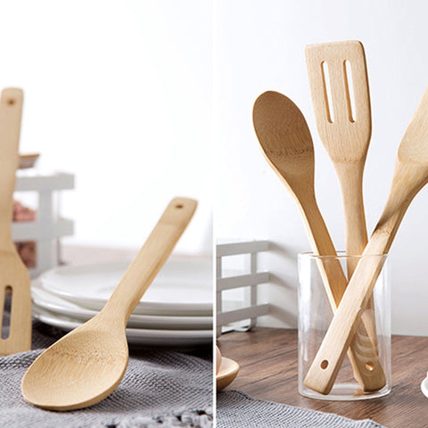 4pcs Bamboo Spatula Spoon Set Kitchen Tools Cooking Essentials
