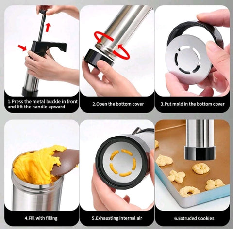 Cookie Biscuit Press Gun Kit, Cream Cake Decorating Gun, Icing Nozzles