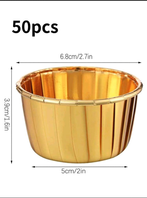 Muffin Cupcake Liners With Oil-proof Paper Tray And Fluted Aluminum Cups, 50pcs