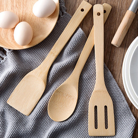 4pcs Bamboo Spatula Spoon Set Kitchen Tools Cooking Essentials