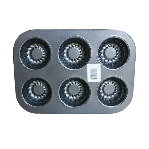 Cupcakes Pan 6 Slots Flower Shape - Reinforced Non-stick Muffin Bakeware