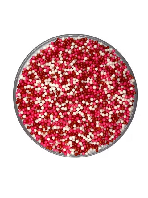 Nonpareils Pink, Red & White Sprinkles - Dessert Toppings 120g