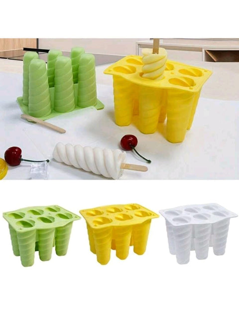 Six-Hole Spiral Silicone Ice Cream Mold for Home-Made Popsicles