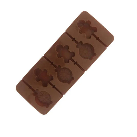 6 Hole Cute Gingerbread Man Candy Silicone Lollipop Mold - Food Grade Chocolate Molds DIY Cake Pastry Decor Baking Tools