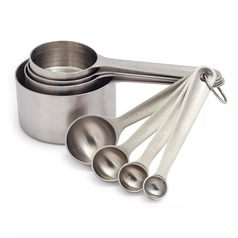 Stainless Steel Measuring Cups and Spoons Set of 8