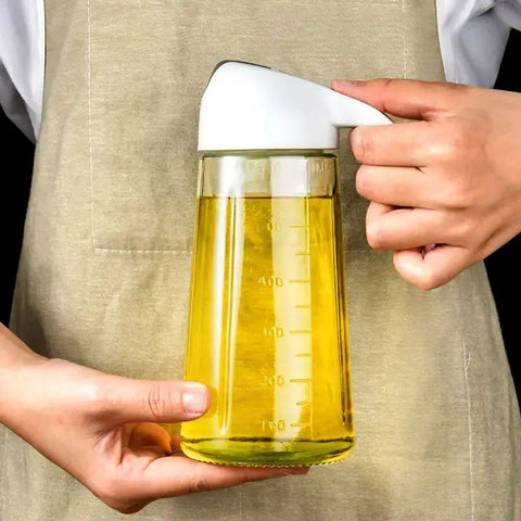 Glass Oil Bottle Dispenser Pot Leakproof with Measuring Scale