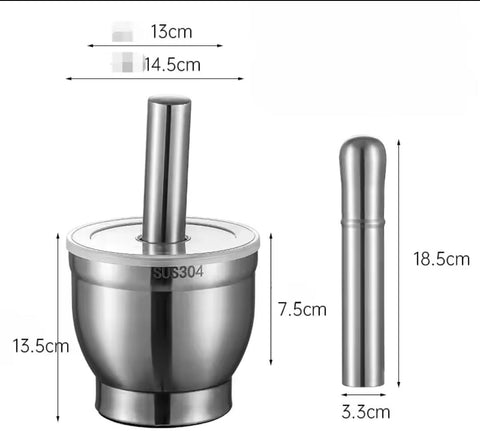 Stainless Steel Mortar and Pestle Set with Lid