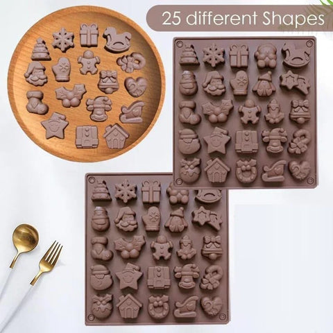 25 Cavity Christmas Chocolate & Cake Mould,Christmas Tree Santa Chocolate Bakting Tool