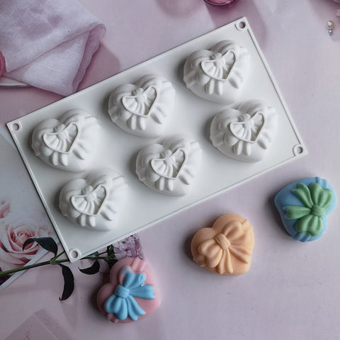3D Silicone Mold Bowknot Heart Shape Cake Mousse Chocolate Jelly Candle Moulds