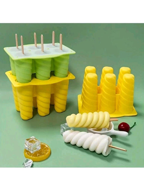 Six-Hole Spiral Silicone Ice Cream Mold for Home-Made Popsicles