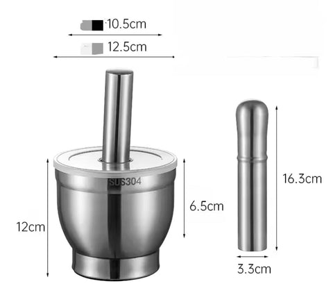 Stainless Steel Mortar and Pestle Set with Lid