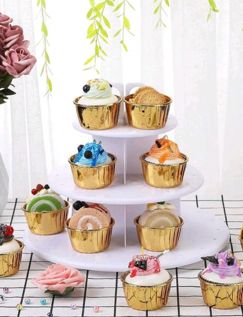 Muffin Cupcake Liners With Oil-proof Paper Tray And Fluted Aluminum Cups, 50pcs