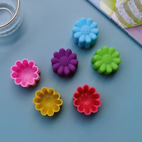New 12PCS Silicone Cake Mold Cake Baking Molds Flower Designs Mold Cupcake Baking Tools