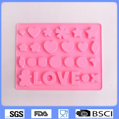 Love Heart Shape Silicone Mold for Chocolates & Cookies