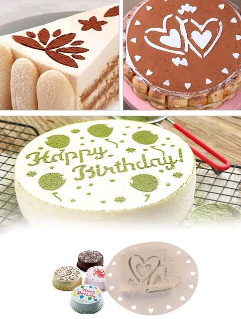 4pcs Cake Baking Clear Template ,Decorating stencil For Cookie Cake Pastry,For Wedding Birthday party cake powder sugar Mesh Tools
