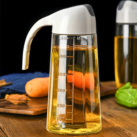 Glass Oil Bottle Dispenser Pot Leakproof with Measuring Scale