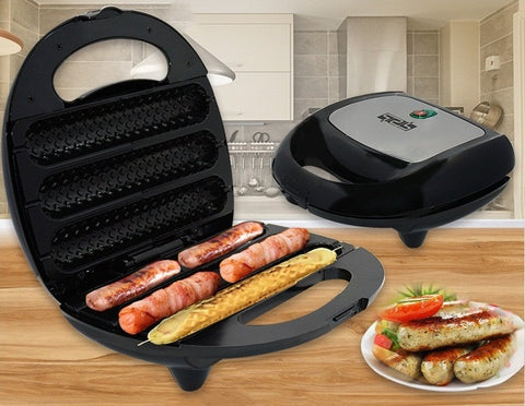 Waffle Hot Dog Maker 750-Watt - Sleek Black, Modern Kitchen Appliance