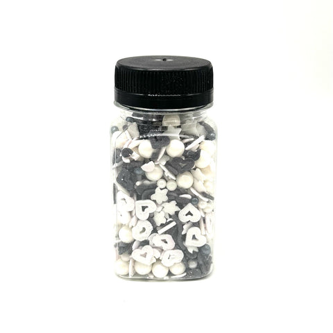 White & Black Edible Sprinkles for Cake Decoration