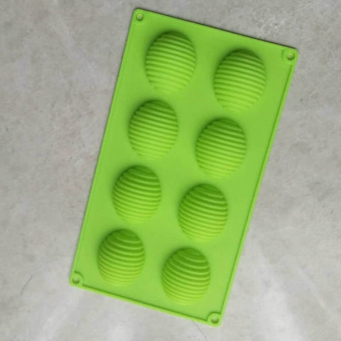 8-Hole Rippled Egg Silicone Chocolate Cake Mold