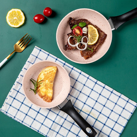 Popular egg omelette frying pan mini 14/16cm non stick fry pan marble coating flat fry pans