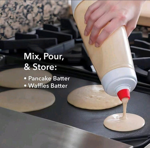 Manual Pancake Batter Mixer Bottle - Scale-Printed Cream Dispenser