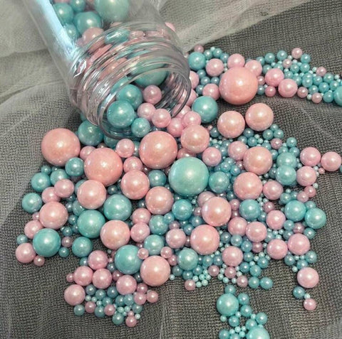 Blue&Pink Pearl Sugar -Cake Decoration Cupcake& Wedding Shower Party