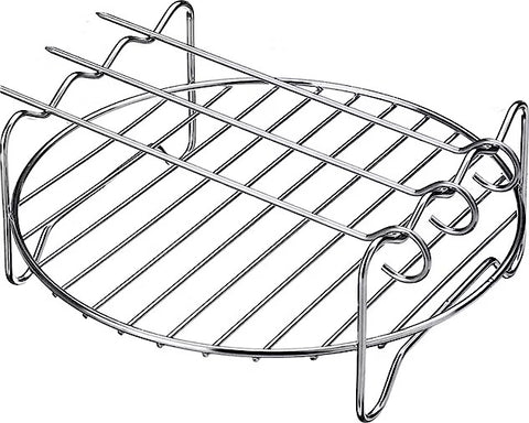 Air Fryer Rack Set with Double Layer Rack, Barbecue Skewers, Stainless Steel