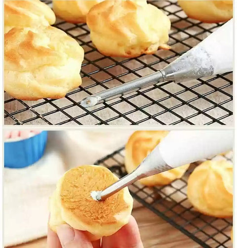 Stainless Steel Piping Nozzle for Baking, Puff Cream Icing Tip, 3pcs
