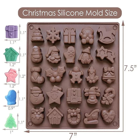 25 Cavity Christmas Chocolate & Cake Mould,Christmas Tree Santa Chocolate Bakting Tool