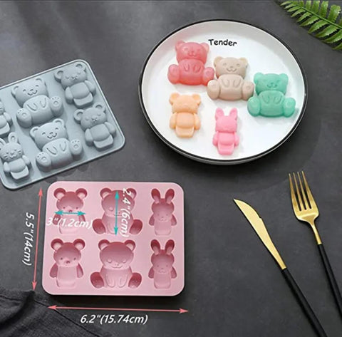 Teddy Bear Mold Cute Cartoon Animal Chocolate Cake Jello Baking Mould For Handmade DIY Soap Candy Ice Cube Making Tools