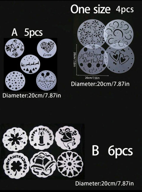 4pcs Cake Baking Clear Template ,Decorating stencil For Cookie Cake Pastry,For Wedding Birthday party cake powder sugar Mesh Tools