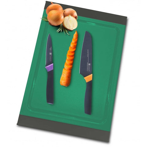Green & Orange Cutting Board and Chef Knife Set