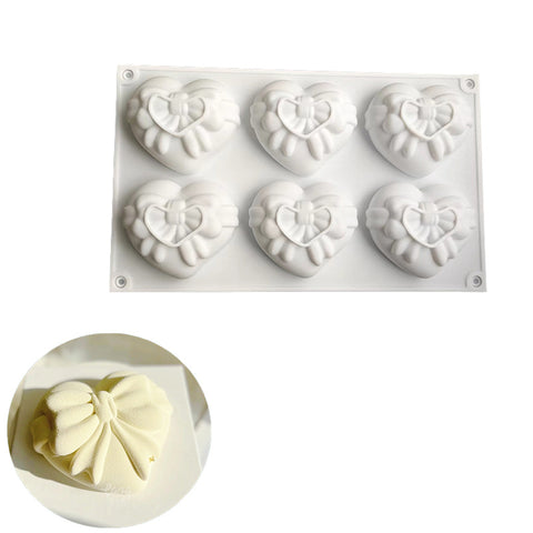 3D Silicone Mold Bowknot Heart Shape Cake Mousse Chocolate Jelly Candle Moulds