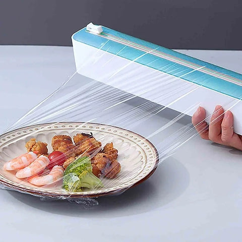Plastic Wrap Dispenser with Cutter - Reusable, Durable, Easy to Use