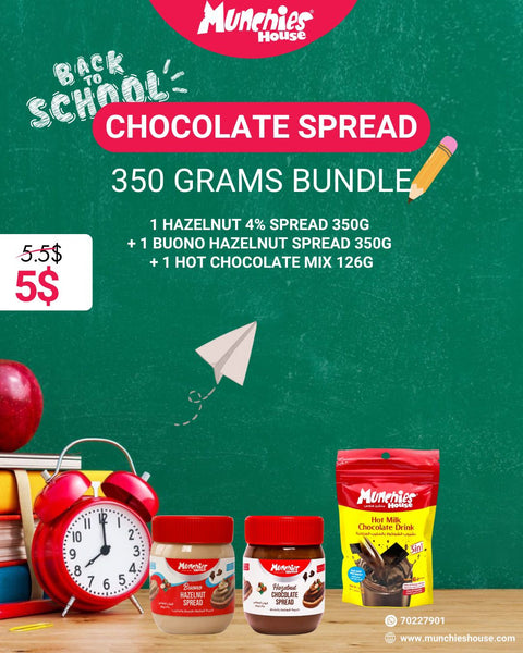 Chocolate Spread 350G Bundle: Hazelnut 4% & Bueno with Hot Chocolate 126g