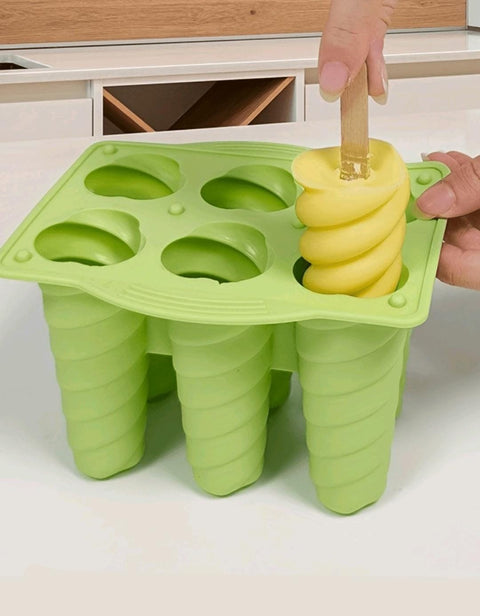 Six-Hole Spiral Silicone Ice Cream Mold for Home-Made Popsicles