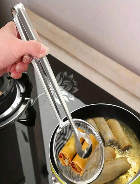 1pcs Stainless Steel Skimmer Slotted Spoon, Oil Drainer, Filter Net